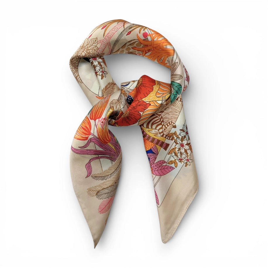 Pink Jungle Square Silk Touch Scarf 70cm