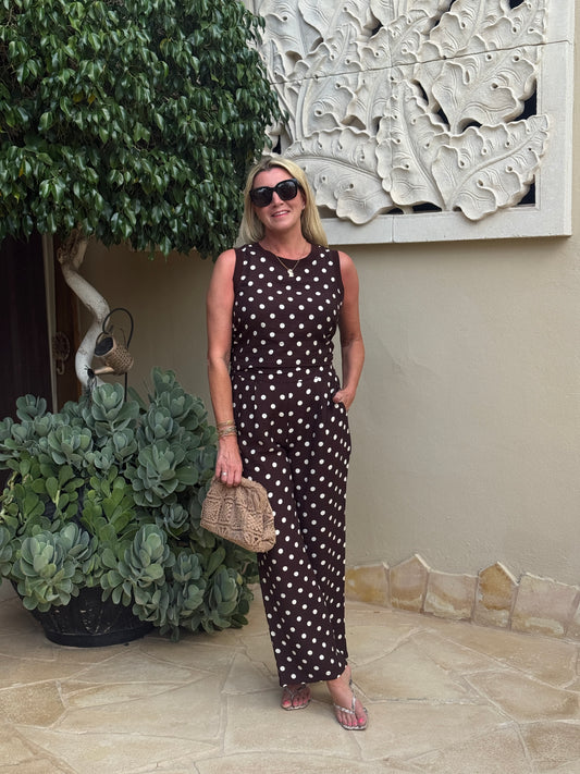 Brown/White Polka Dot Top (Co-ord Avail)