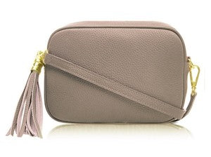 smoke Rose Leather Tassel Cross Body Bag