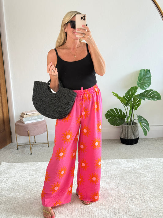 Sun Print Wide Leg Trousers