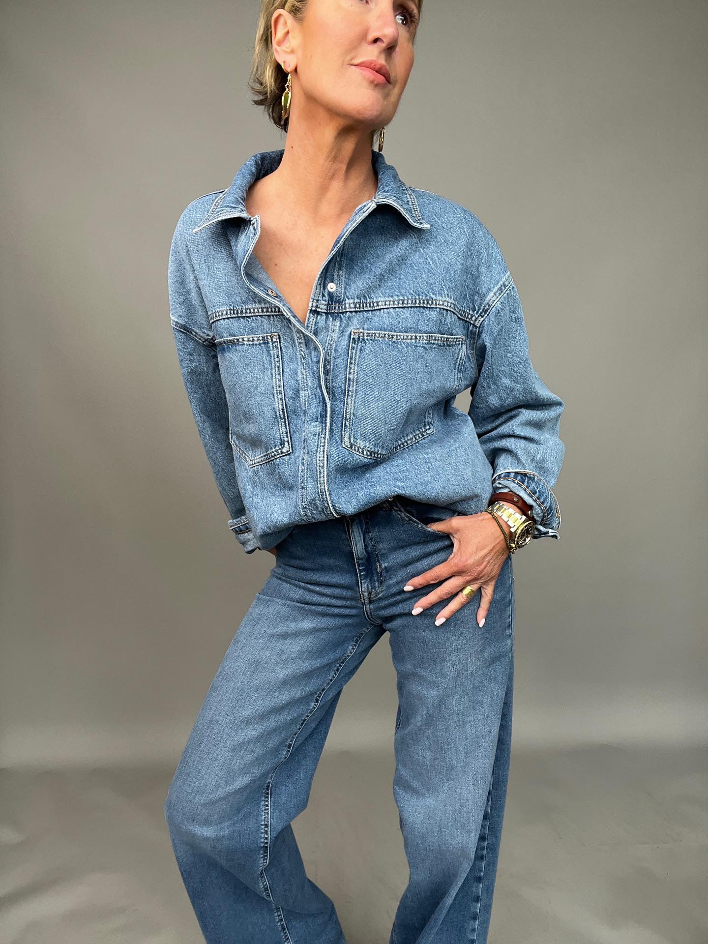 Madison Medium Blue High Waist Wide Leg Jeans