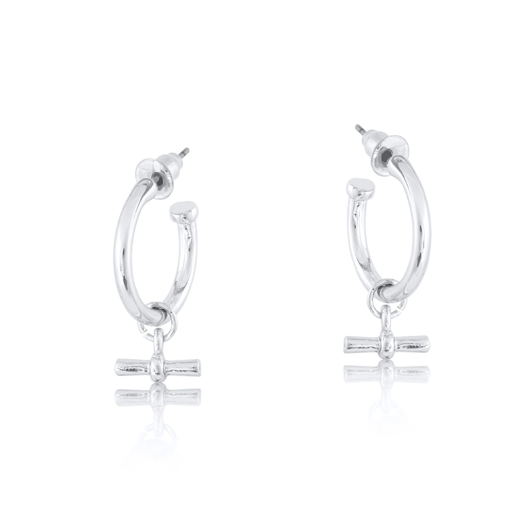 Gold Octavia T Bar Tiny Hoop Earrings