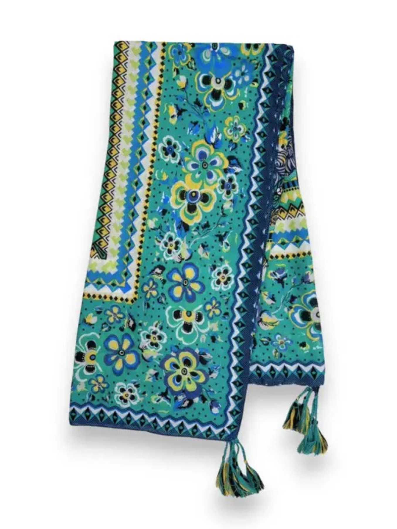 Coral Summer Flower Tassel Square Scarf