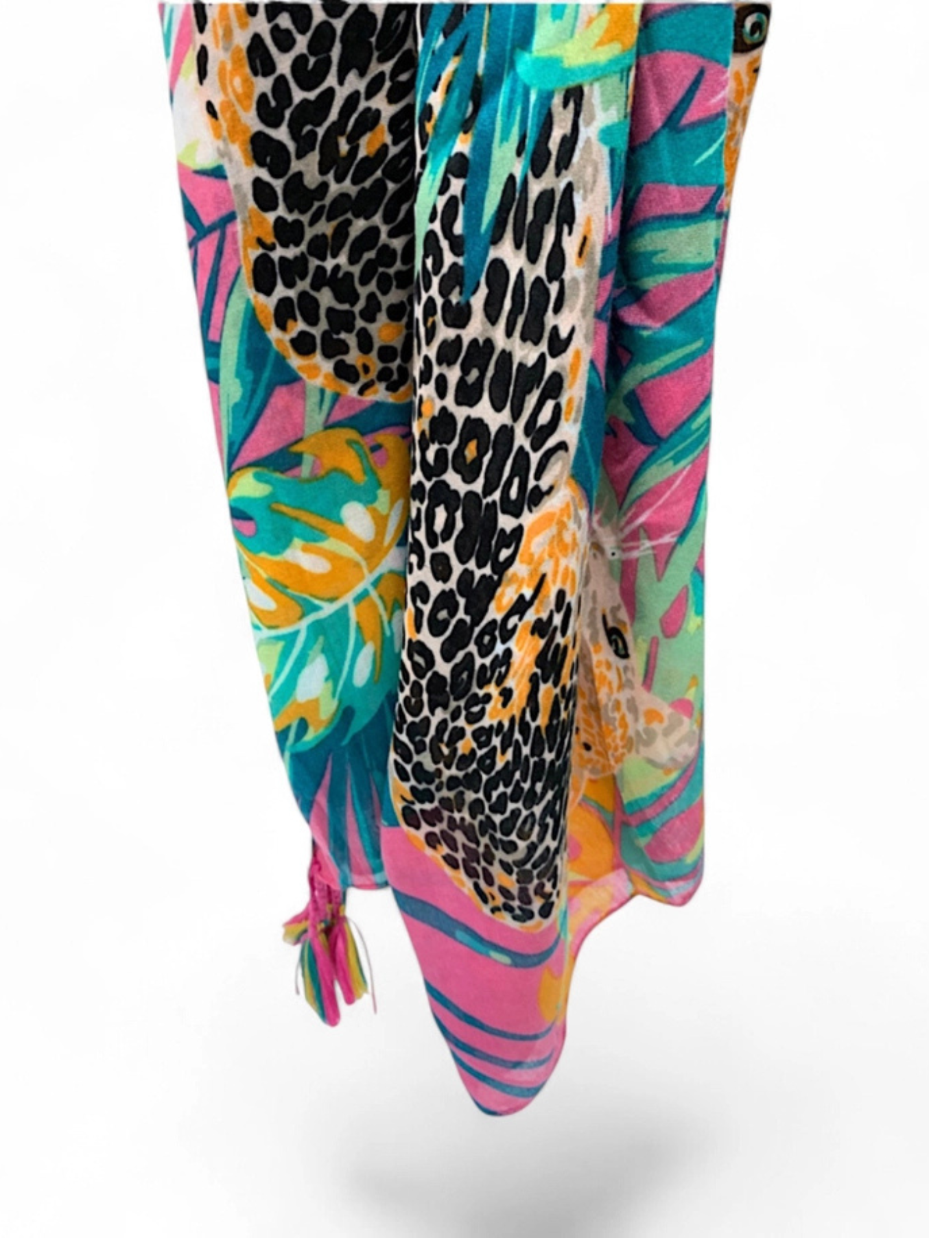 Pink Panther Print Tassel Square Scarf