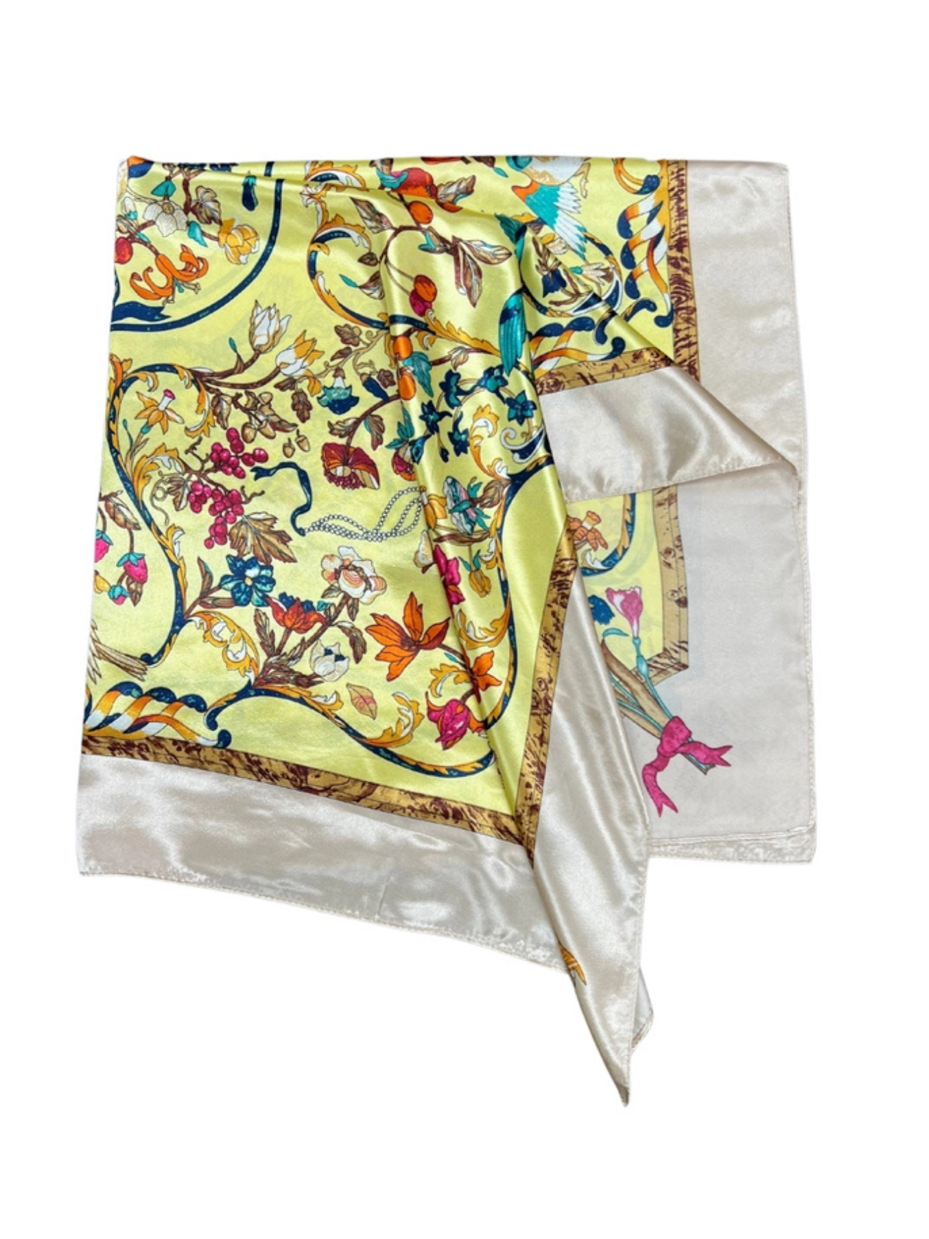 Blue Bird Pattern Silk Touch Square Scarf