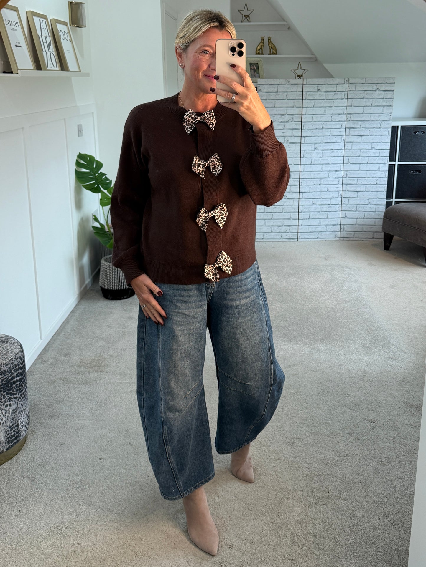 Chocolate Leopard Bow Cardigan