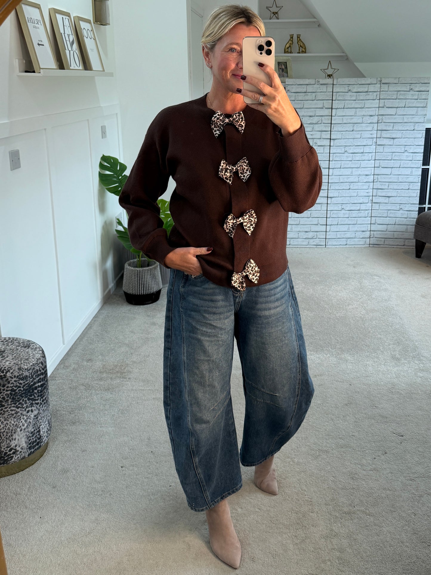Chocolate Leopard Bow Cardigan