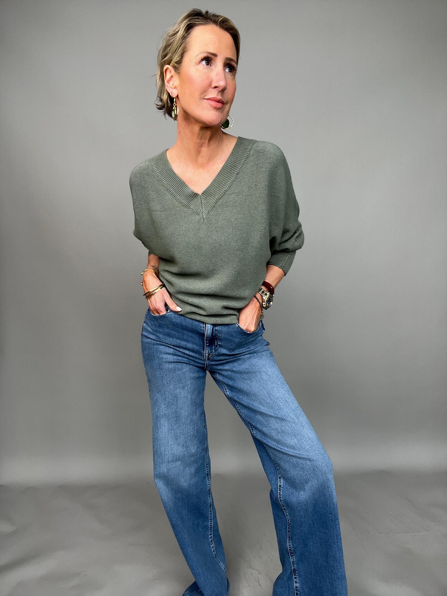 Madison Medium Blue High Waist Wide Leg Jeans