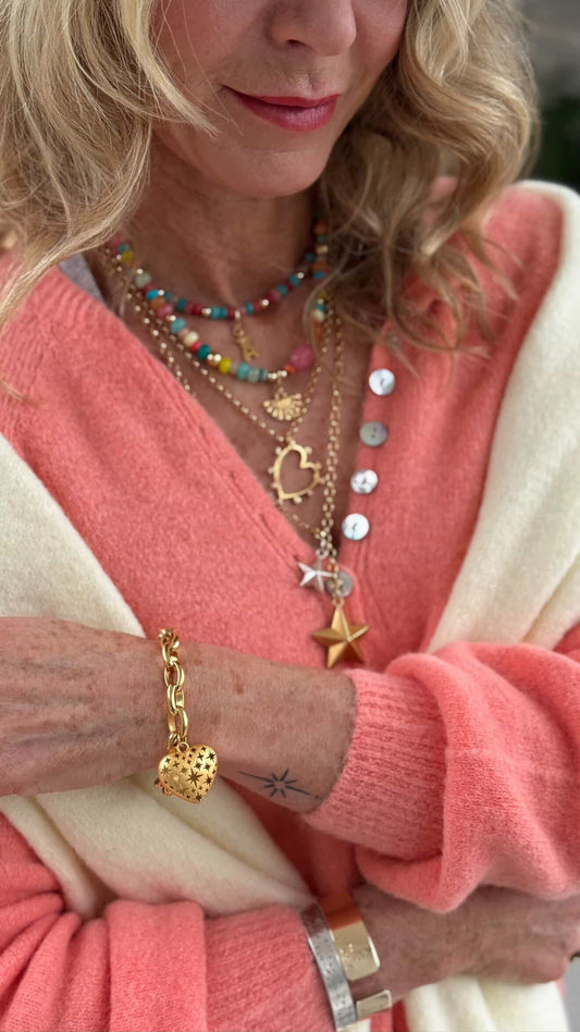 Papaya Alpaca Mix Button Jumper