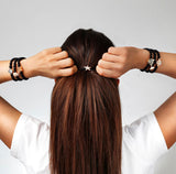 Metallic Silver with Silver Star Hair Tie or Wrist Band