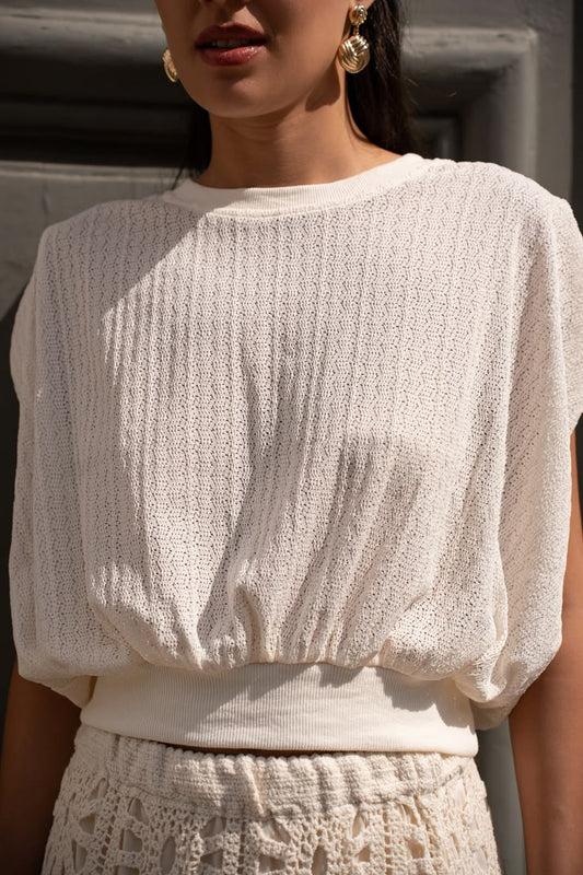 Cream Fine Knit Top