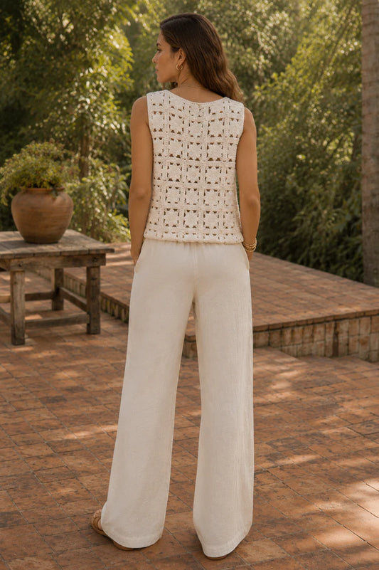Stone Flower Embroidery Crochet Vest