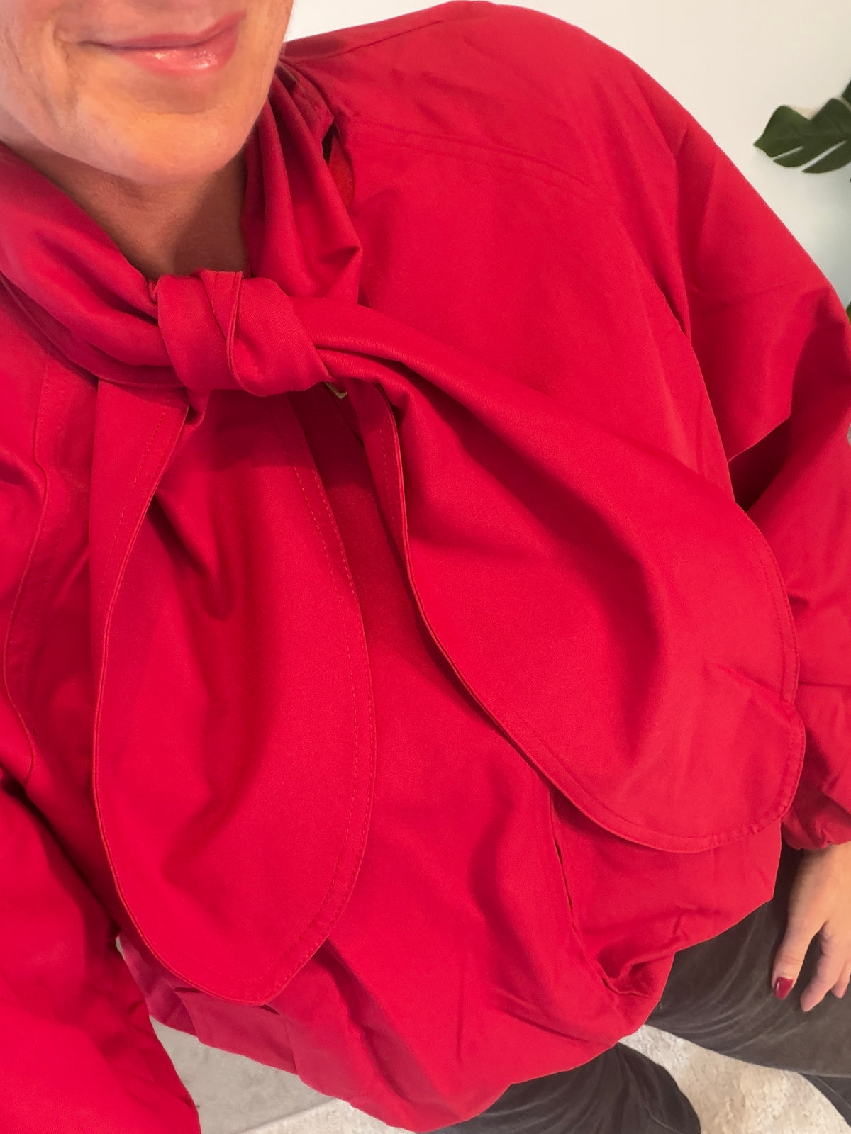 NEW Red Scarf Detail Bomber Jacket