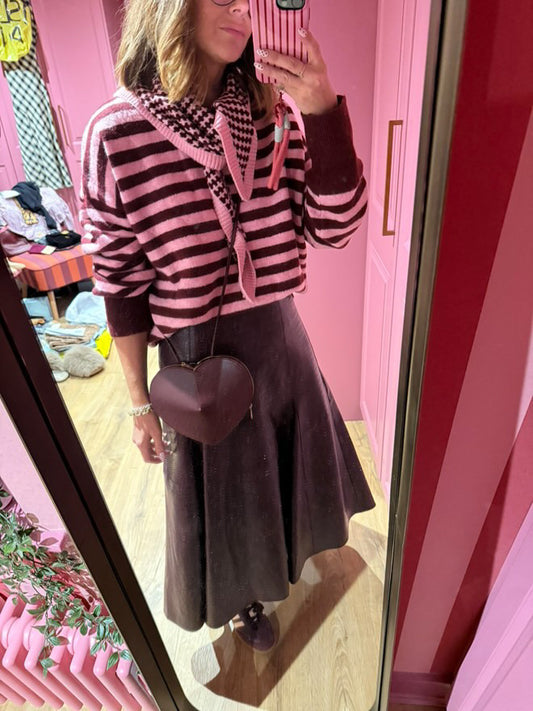 Burgundy/Pink Relaxed Fit Stripe Jumper