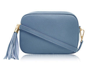 smoke Rose Leather Tassel Cross Body Bag
