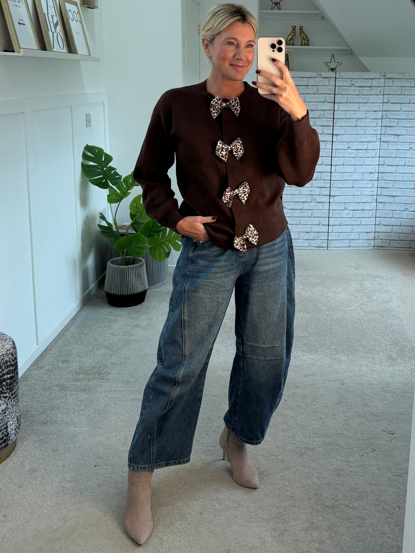 Chocolate Leopard Bow Cardigan