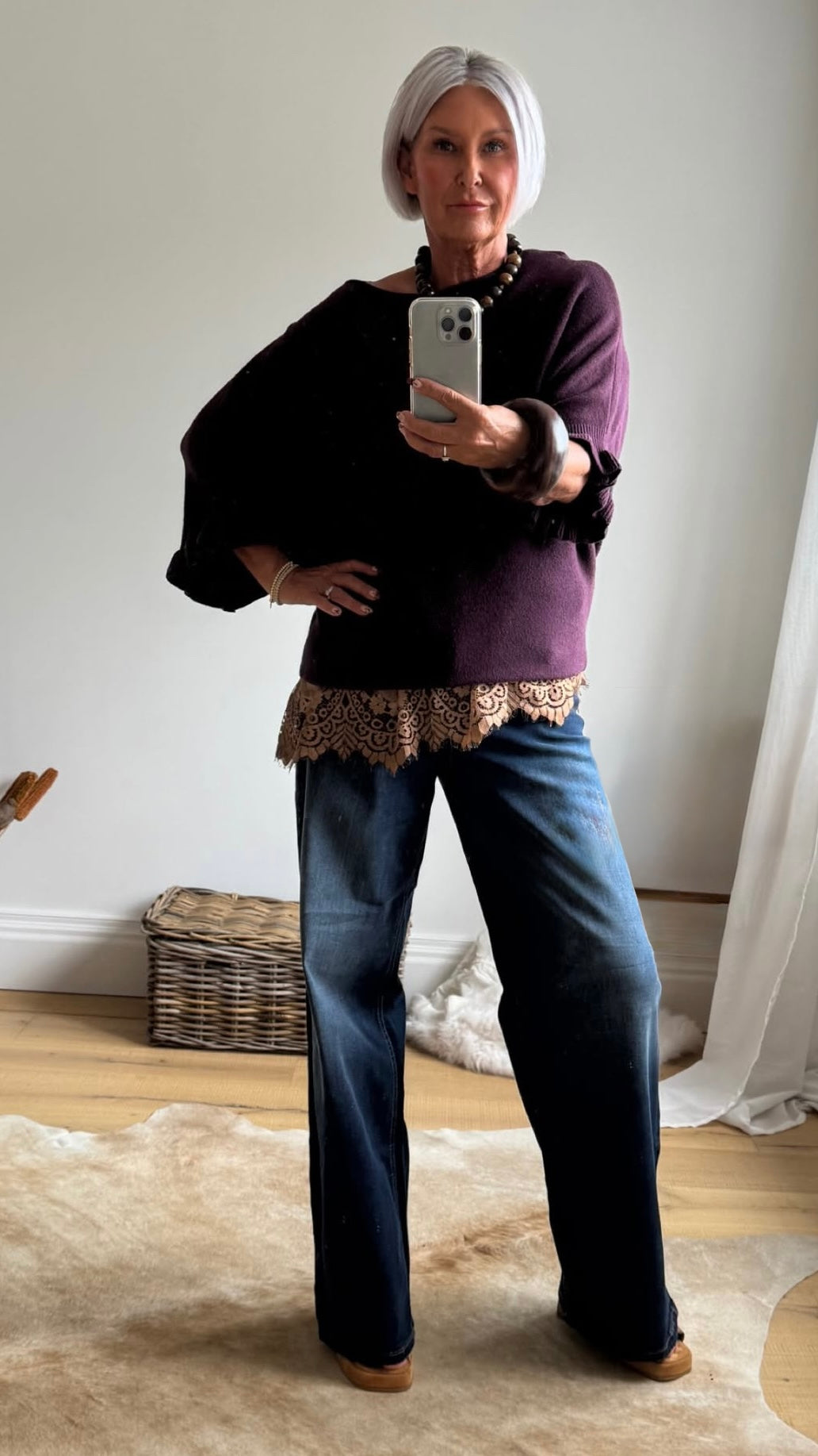 Madison Dark Blue High Waist Wide Leg Jeans