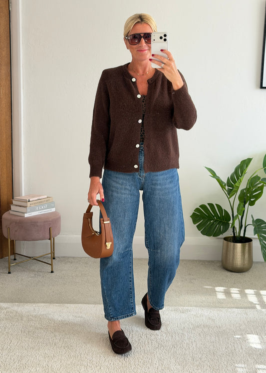 Chocolate Alpaca Mix Button Cardigan