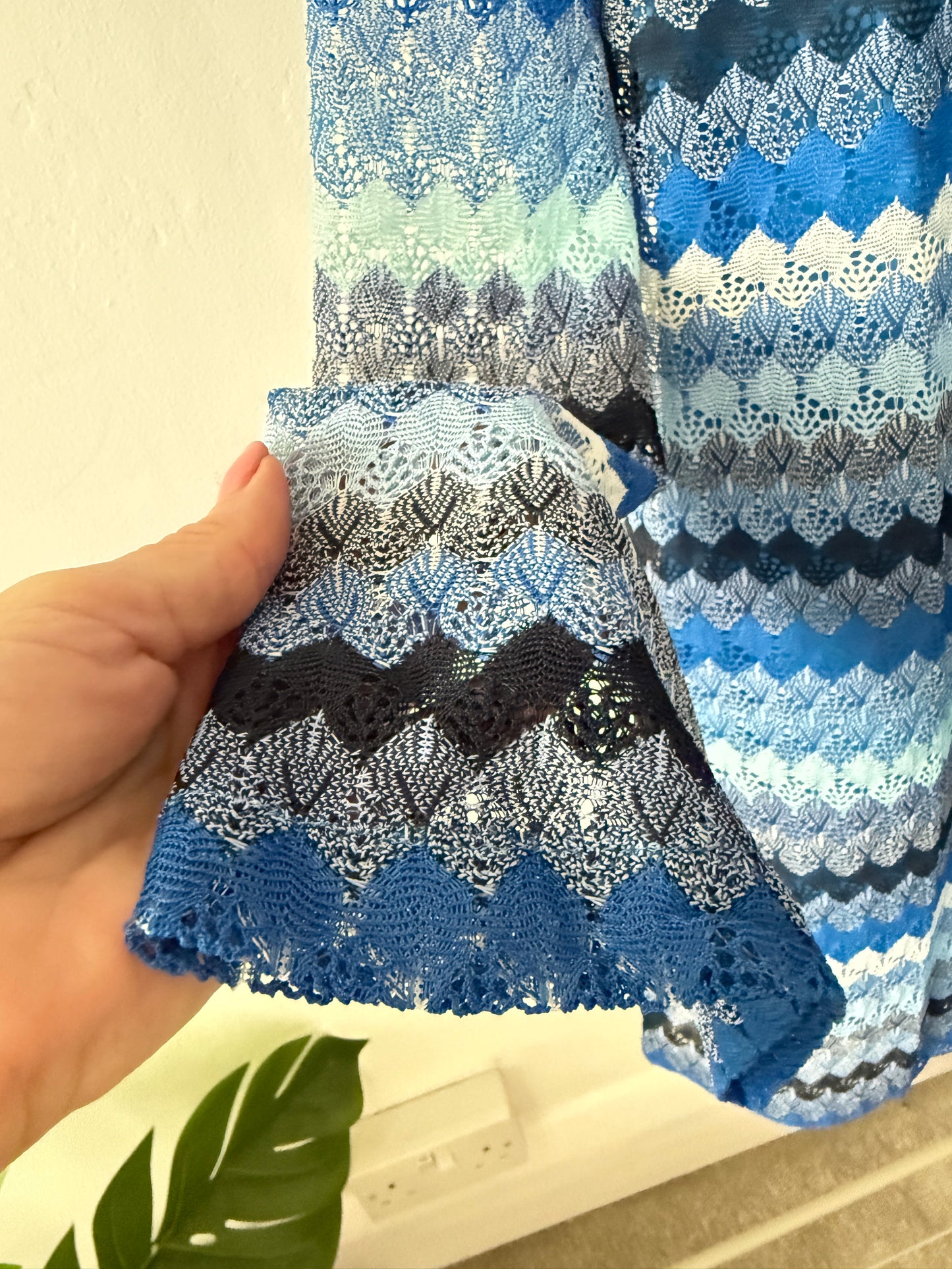 Blue Wavy Crochet Shift Dress