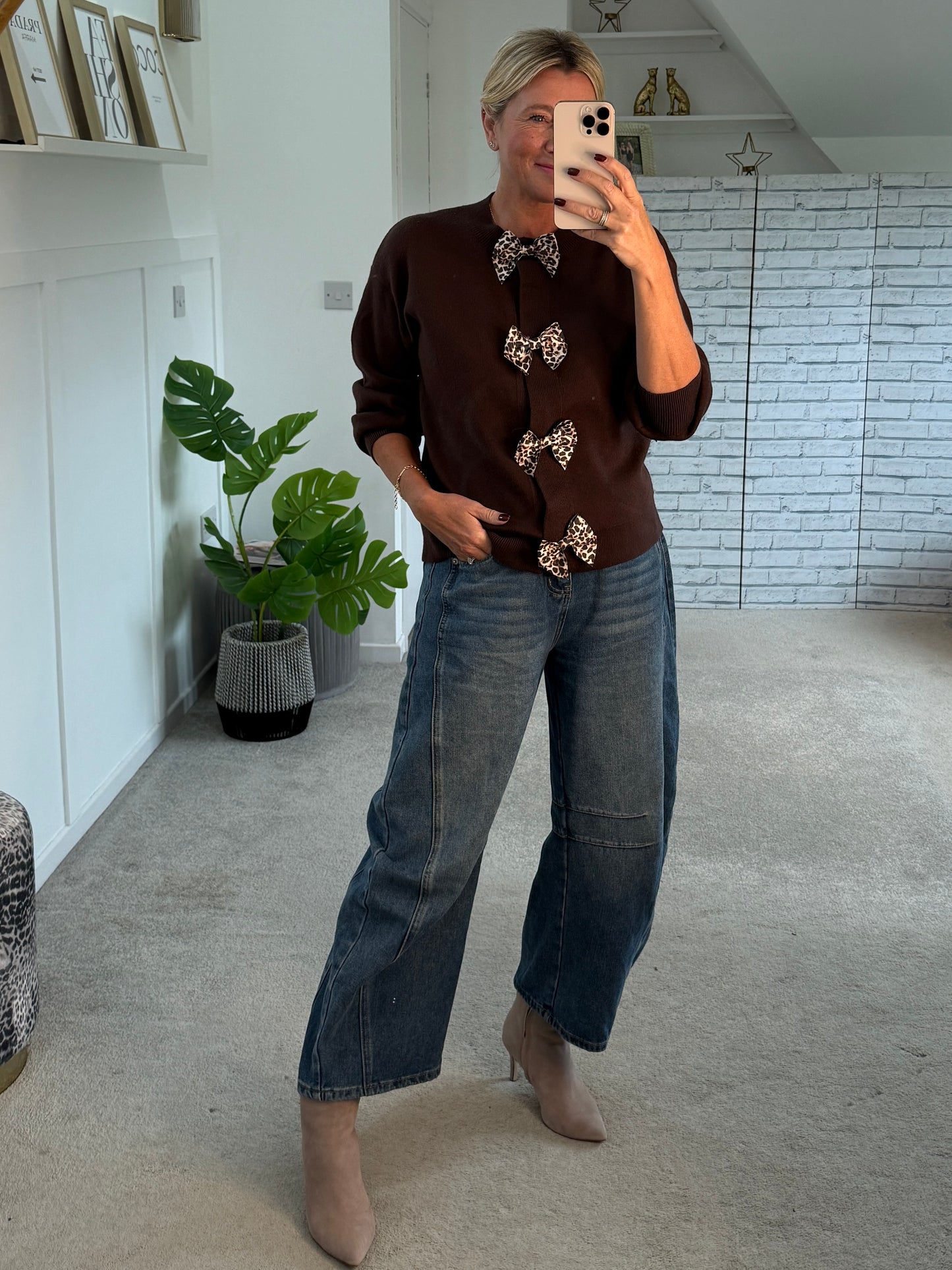 Chocolate Leopard Bow Cardigan