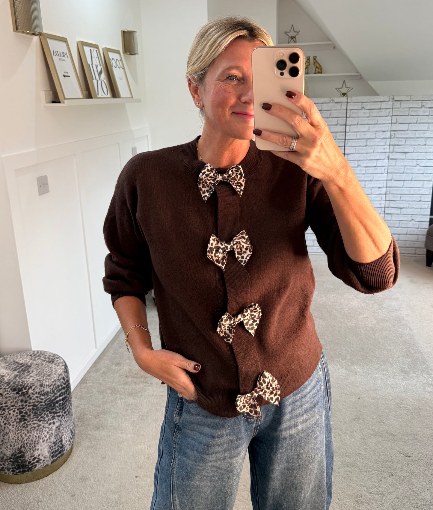 Chocolate Leopard Bow Cardigan