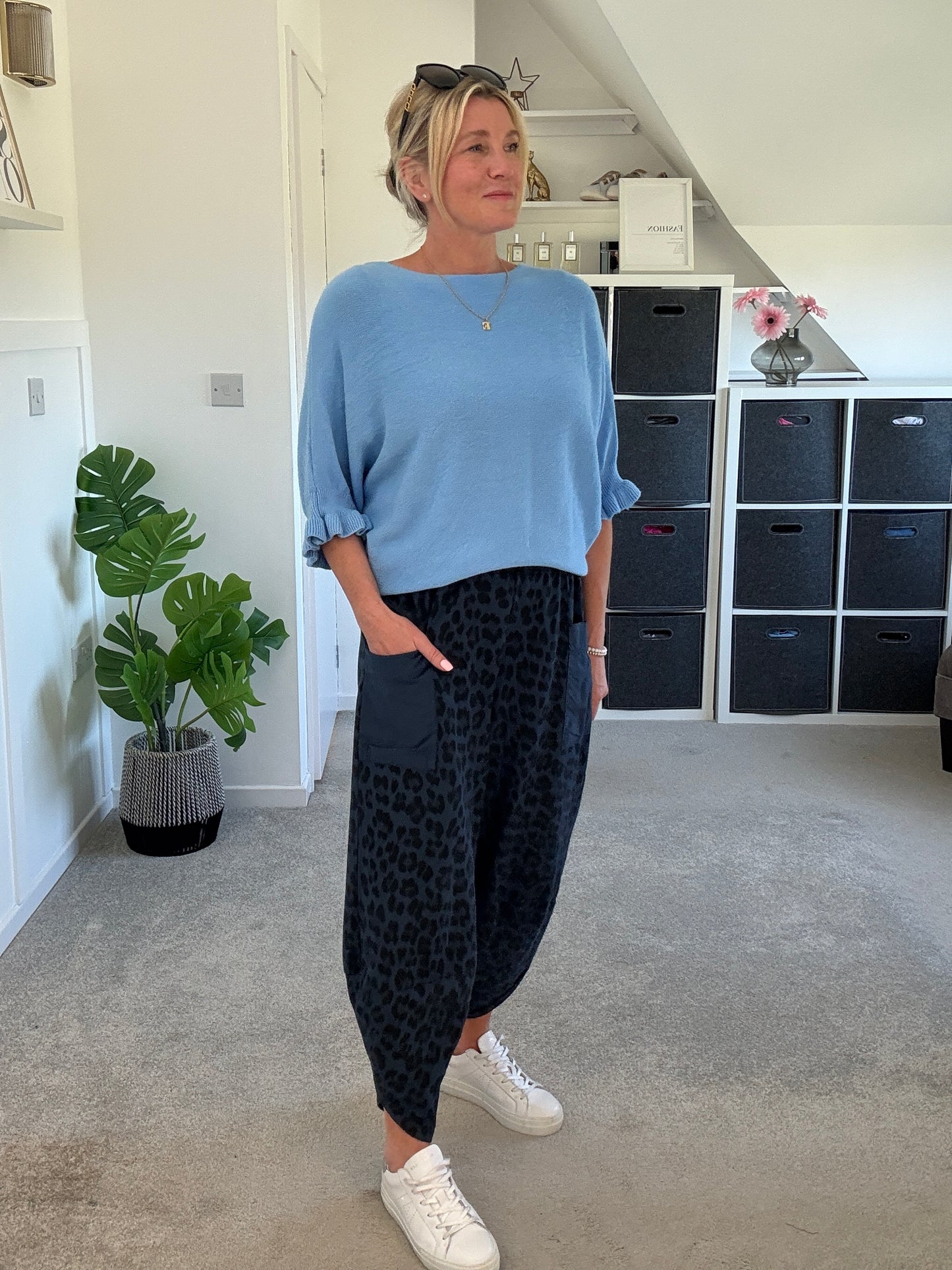 Cornflower Blue Frill Sleeve Jumper