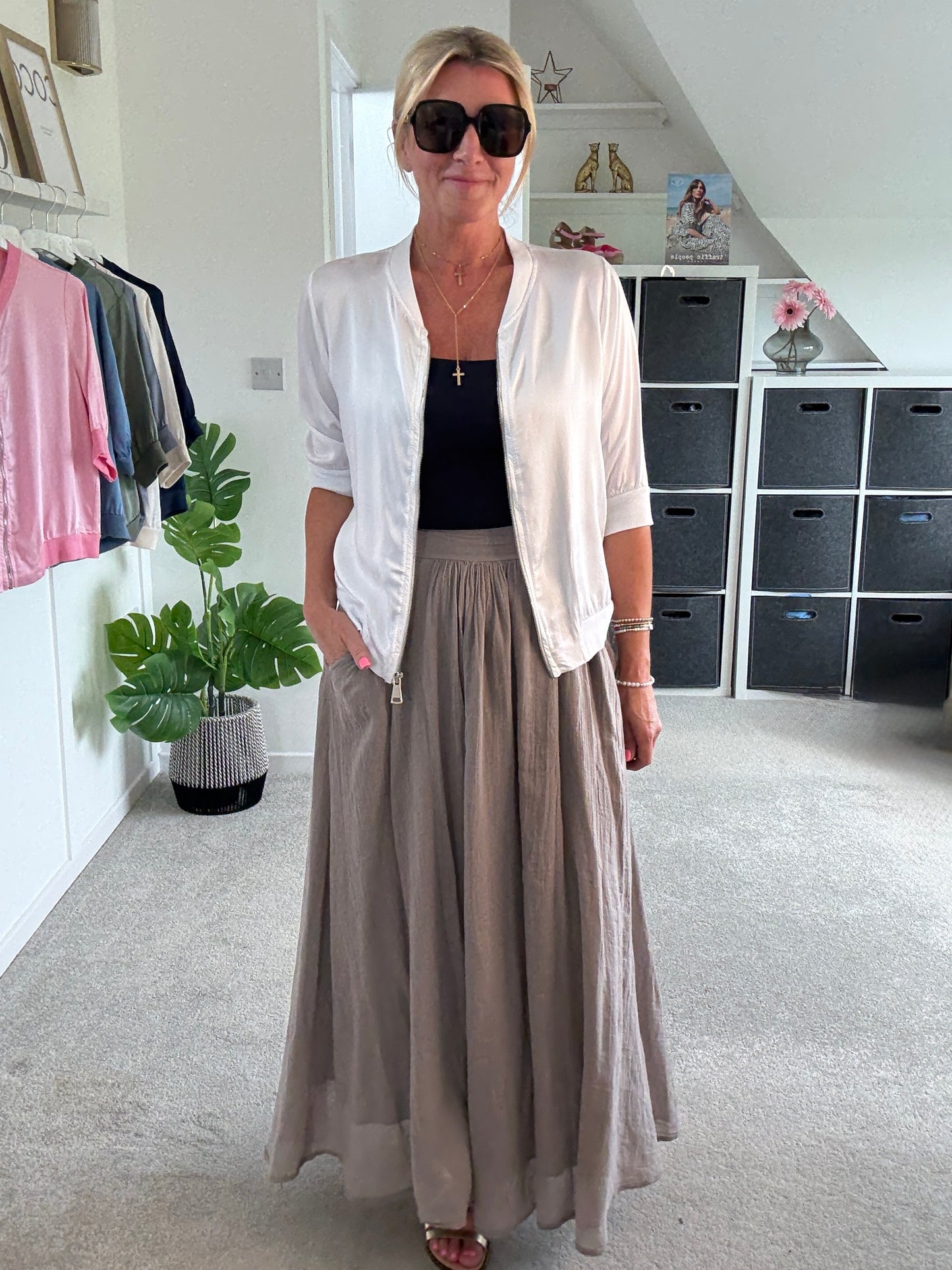 Mocha Cotton Pocket Maxi Skirt
