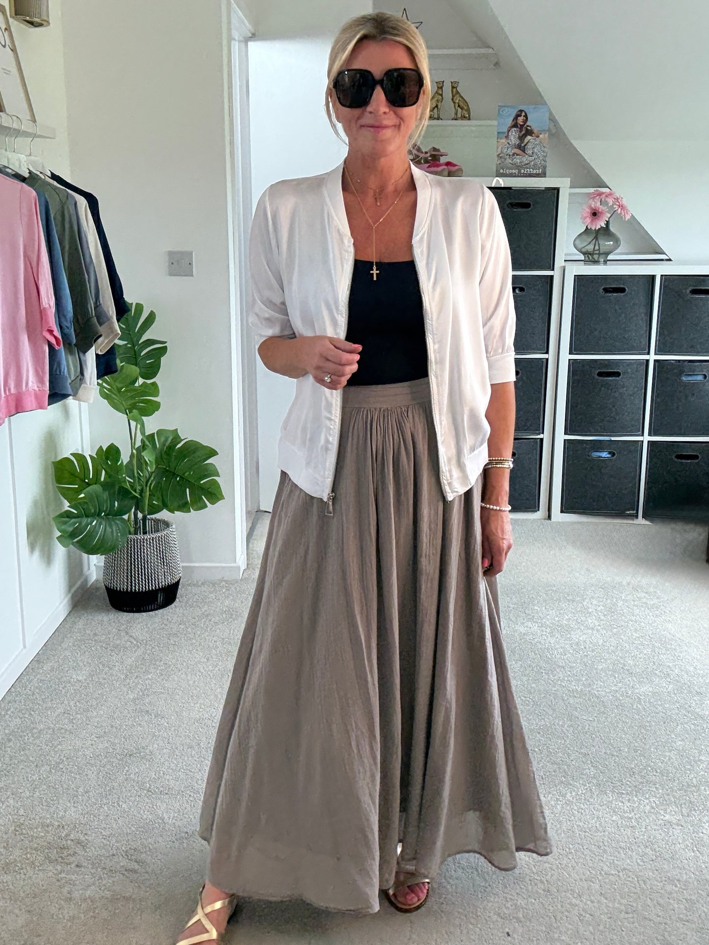 Mocha Cotton Pocket Maxi Skirt