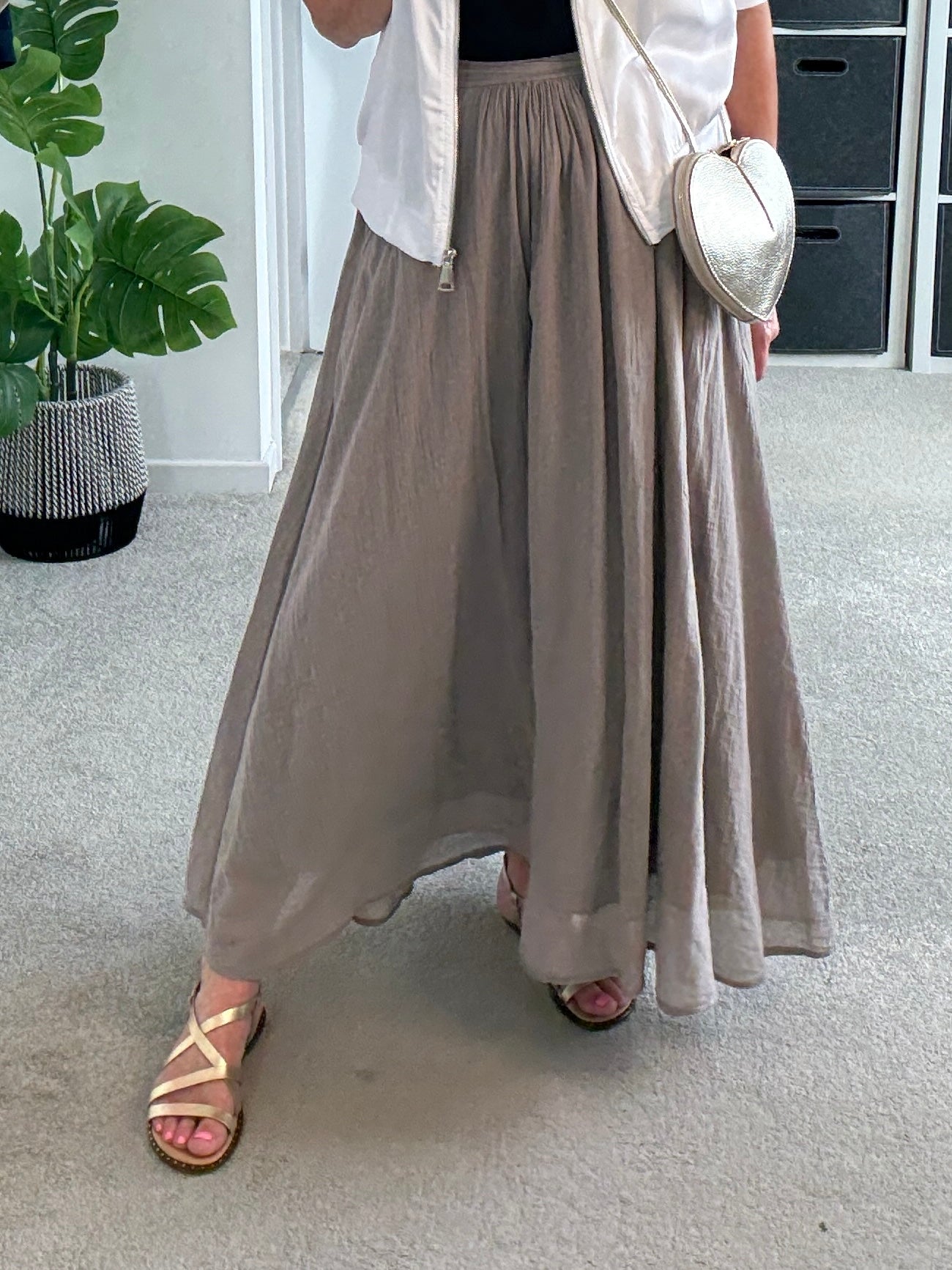 Mocha Cotton Pocket Maxi Skirt
