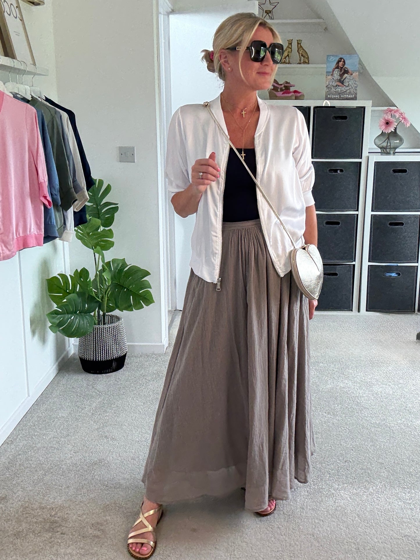 Mocha Cotton Pocket Maxi Skirt