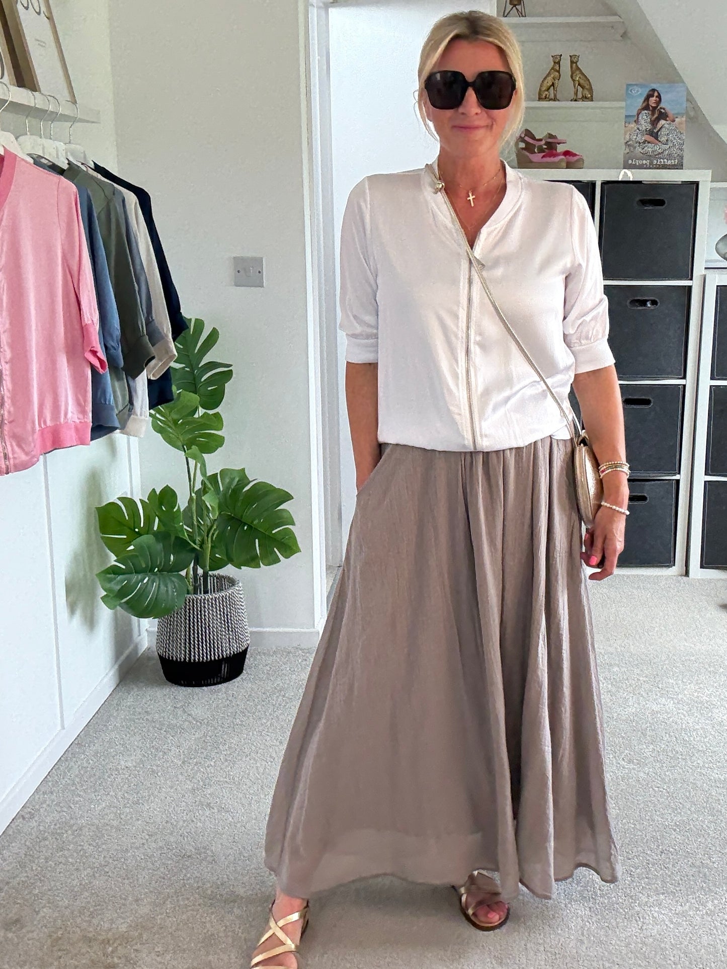 Mocha Cotton Pocket Maxi Skirt