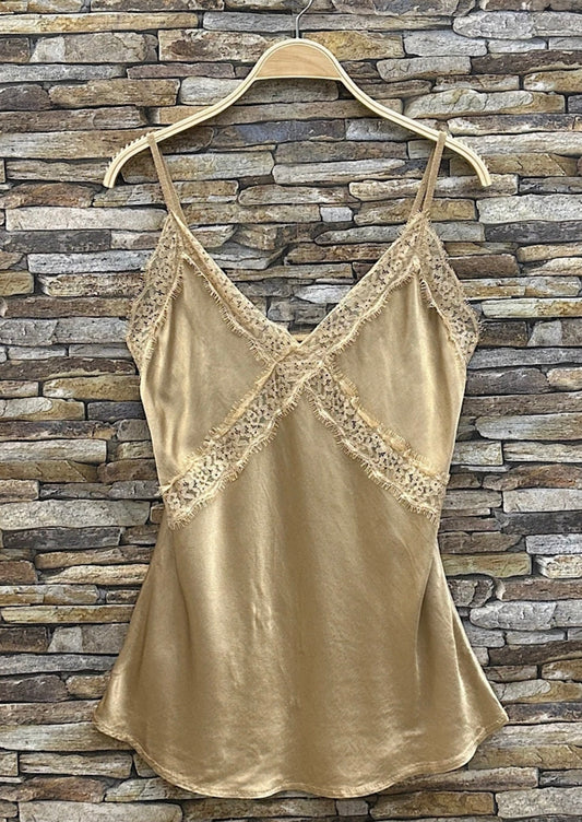 Gold Lace Satin Cami Top