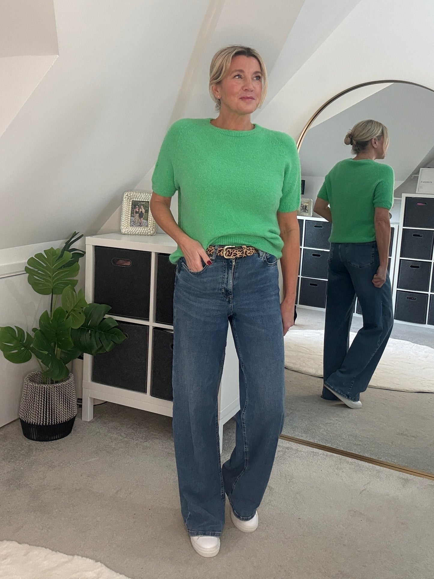 Green Fluffy S/S Jumper
