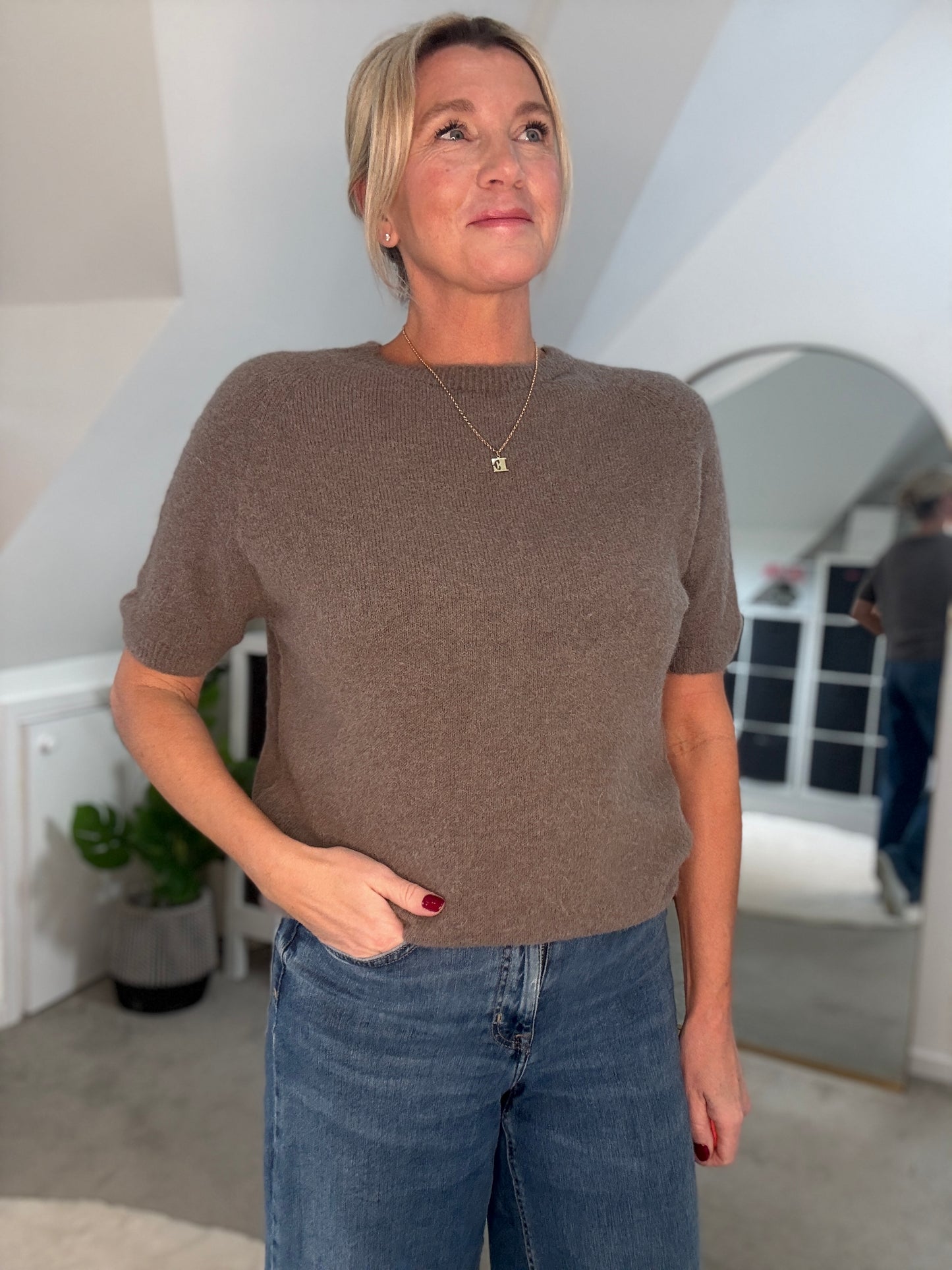 Mocha Fluffy S/S Jumper