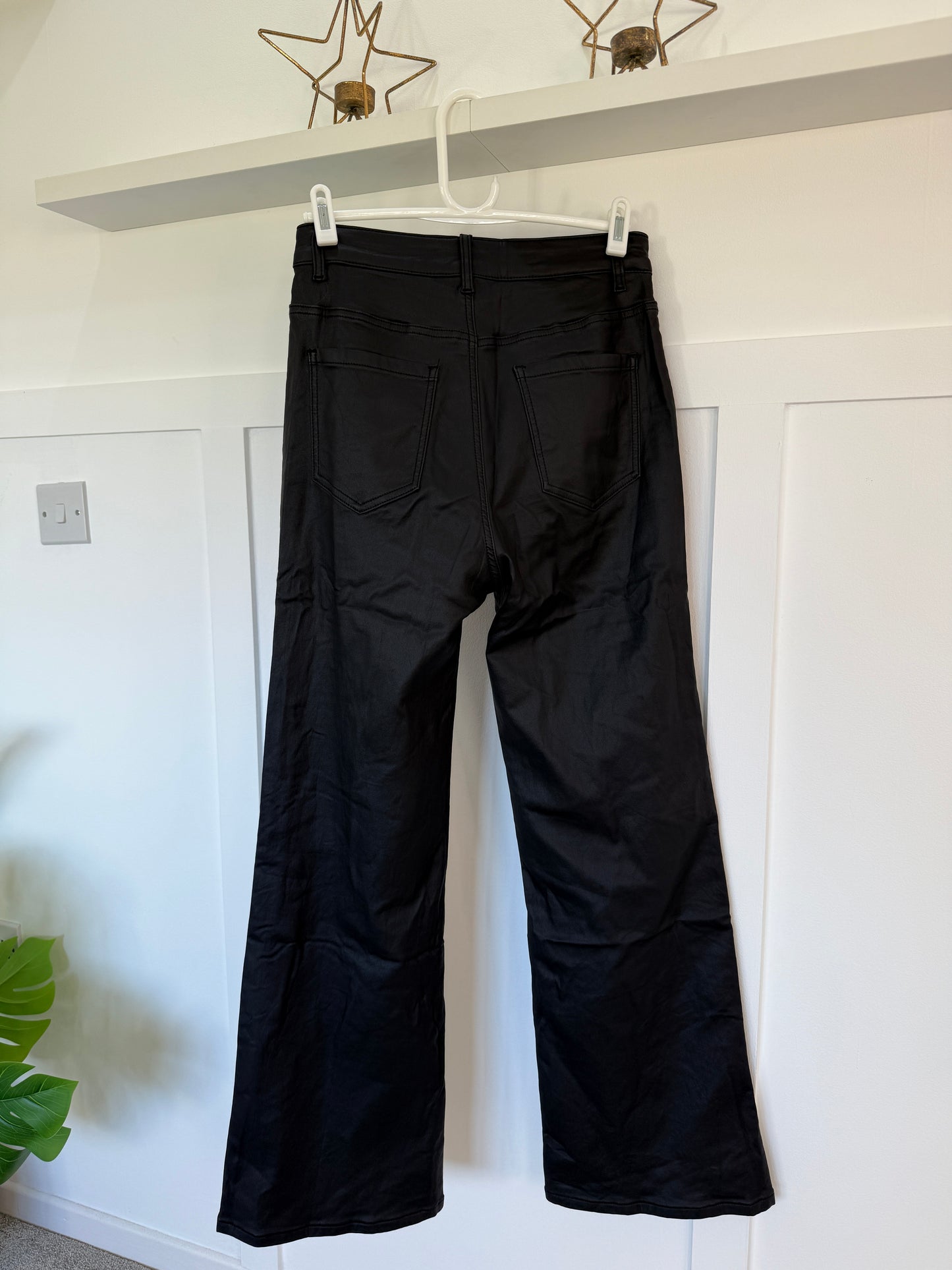 Black Melly & Co Flared Pleather Jeans