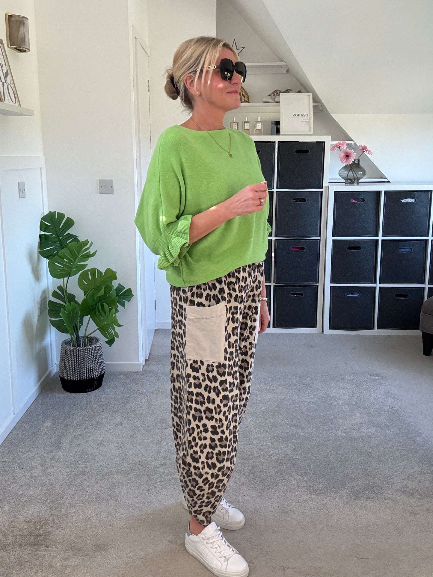 Lime Green Frill Sleeve Jumper