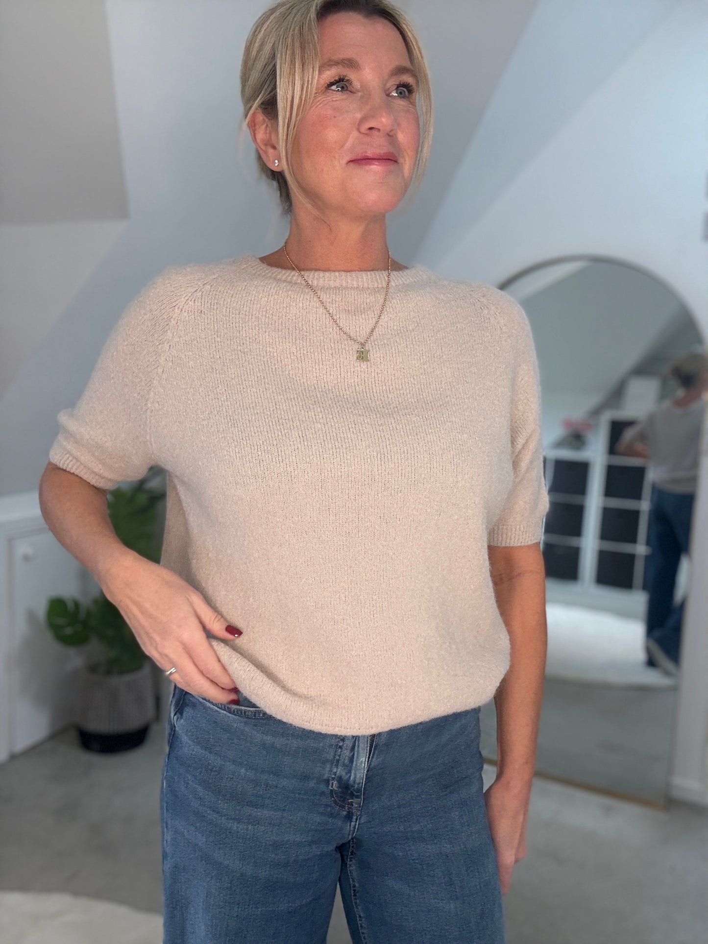 Mocha Fluffy S/S Jumper