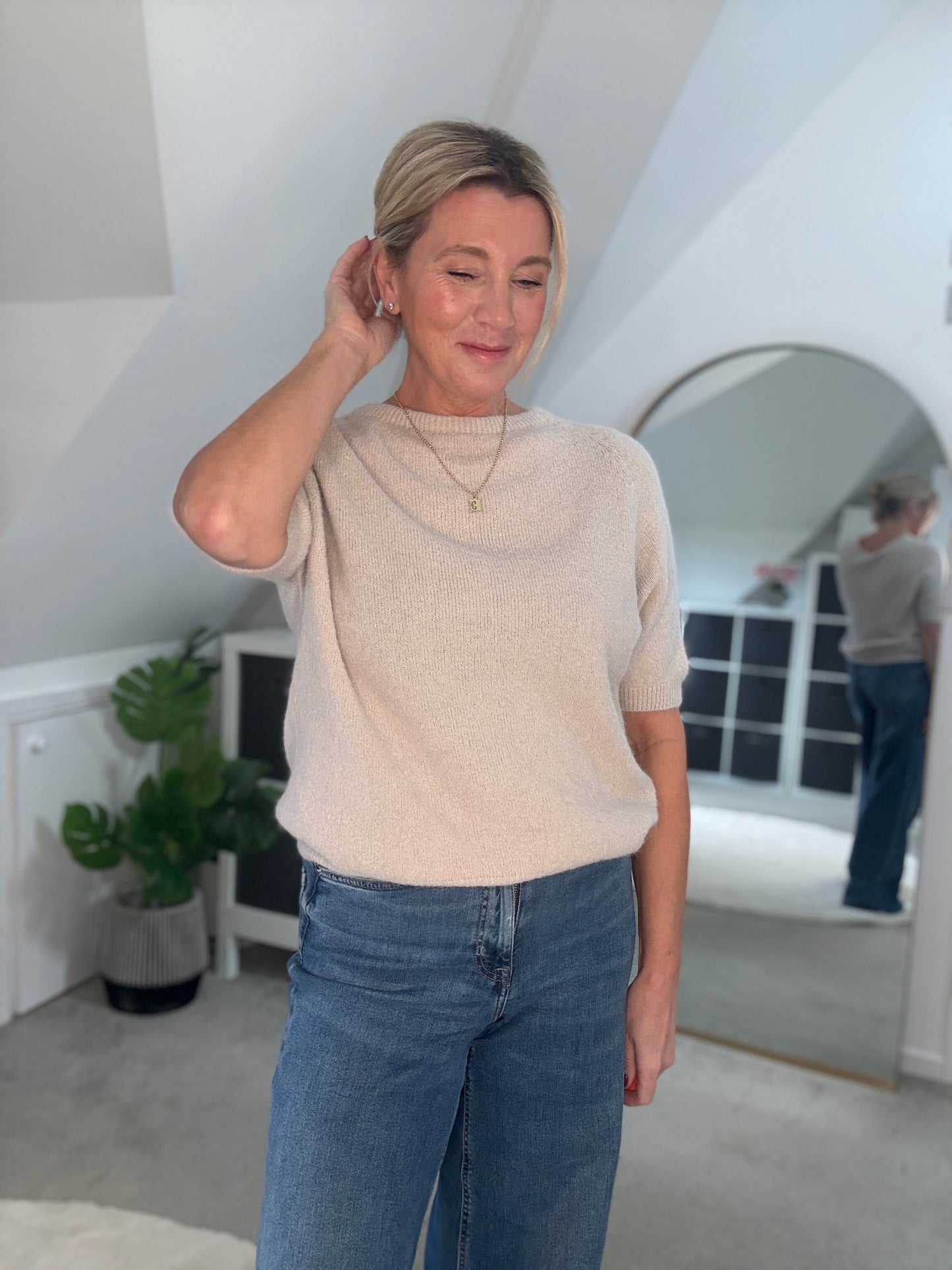 Oatmeal Fluffy S/S Jumper