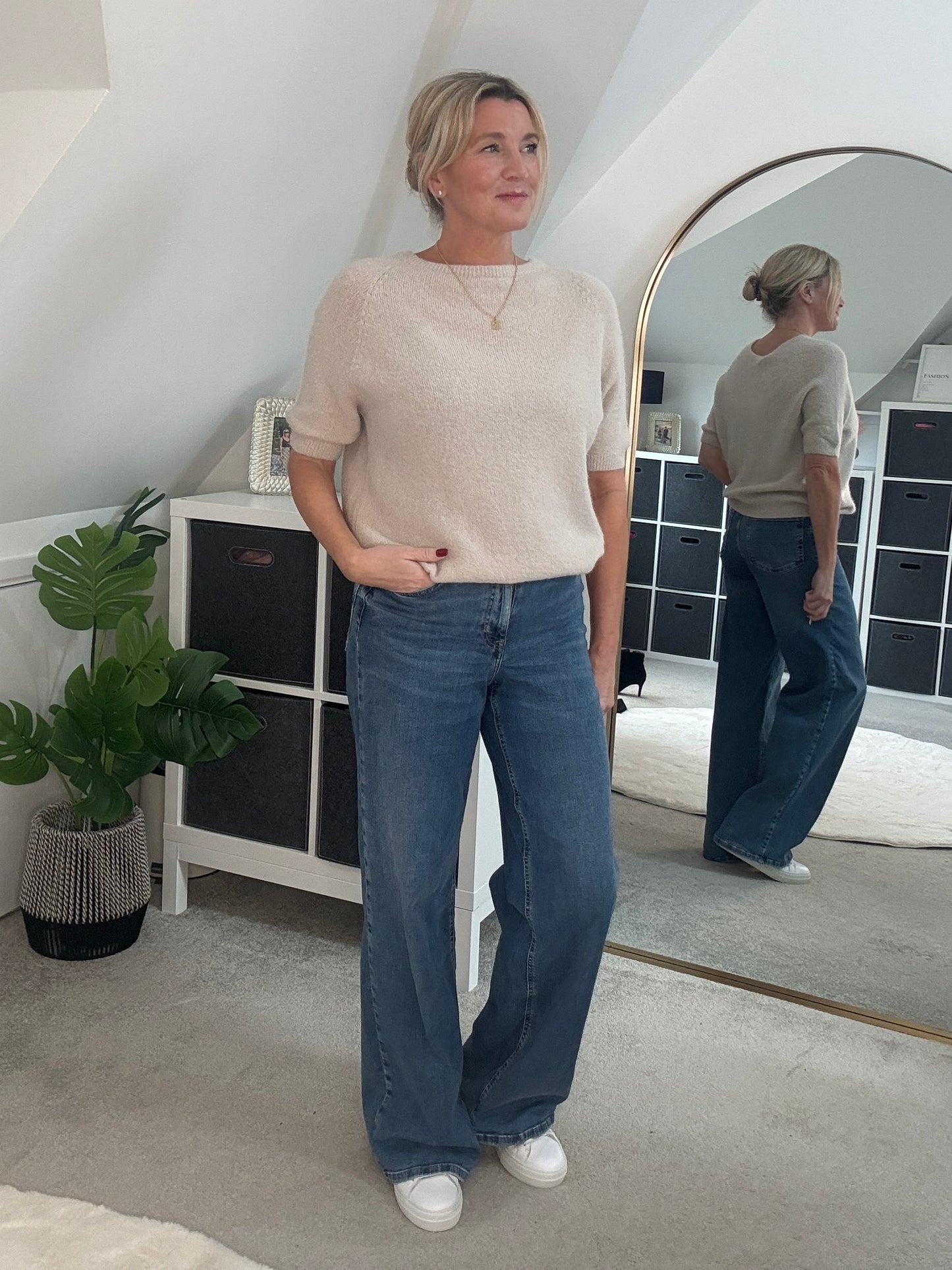 Oatmeal Fluffy S/S Jumper