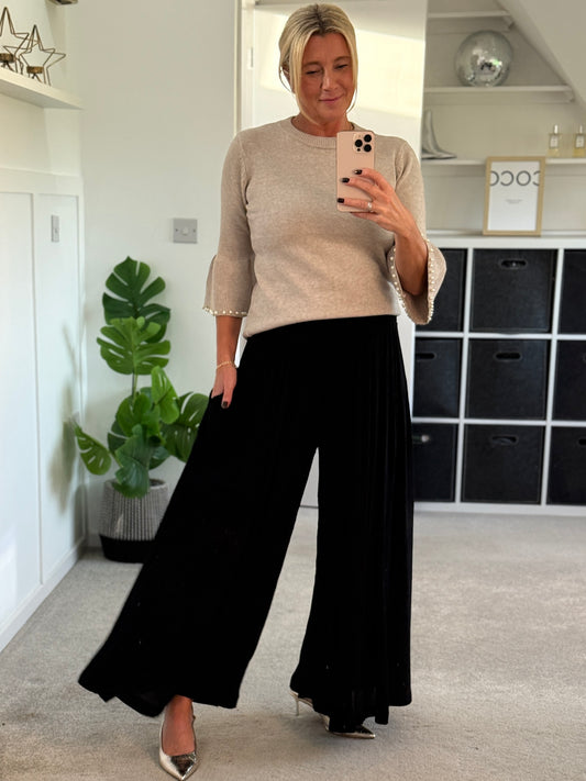 Black Palazzo Wide Leg Trousers