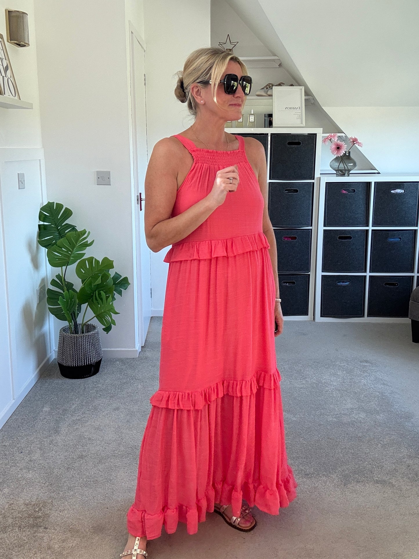 Coral Chloe Boho Maxi Dress