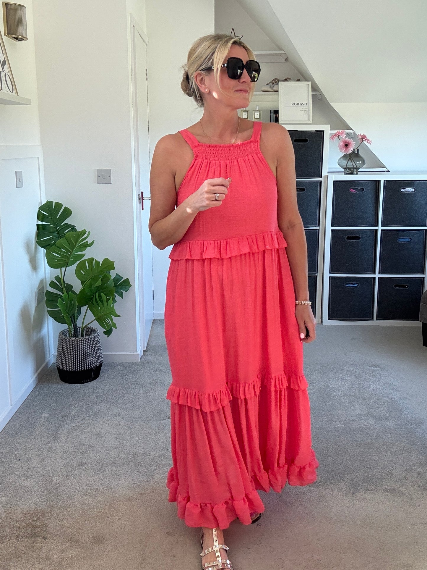 Coral Chloe Boho Maxi Dress