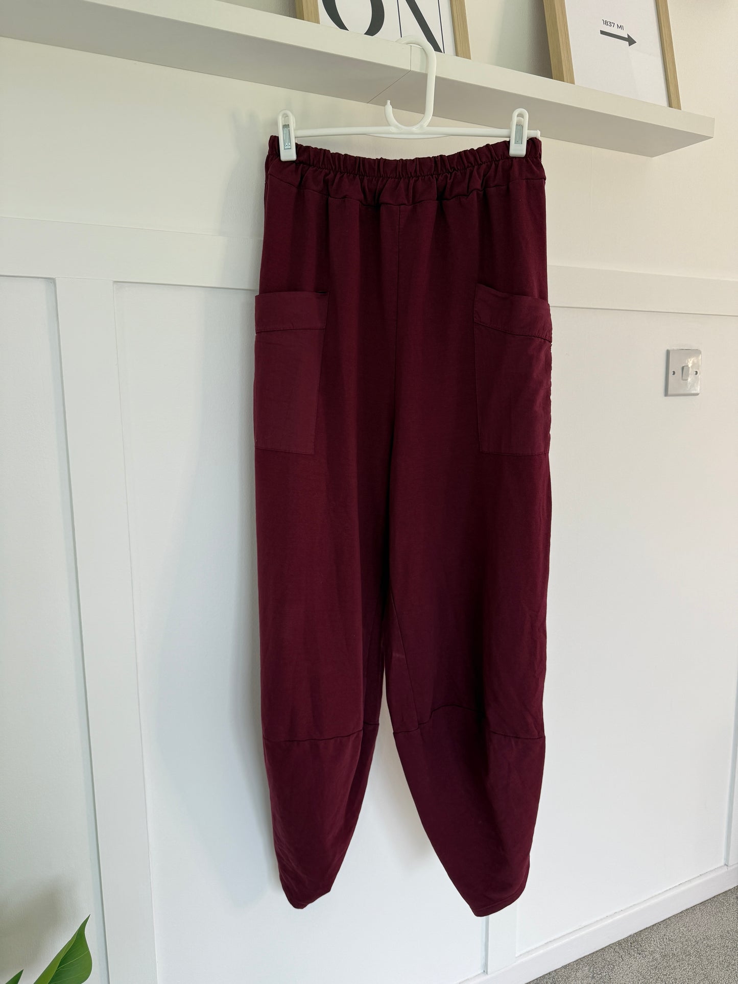 Burgundy Slim Barrel Cargo Joggers