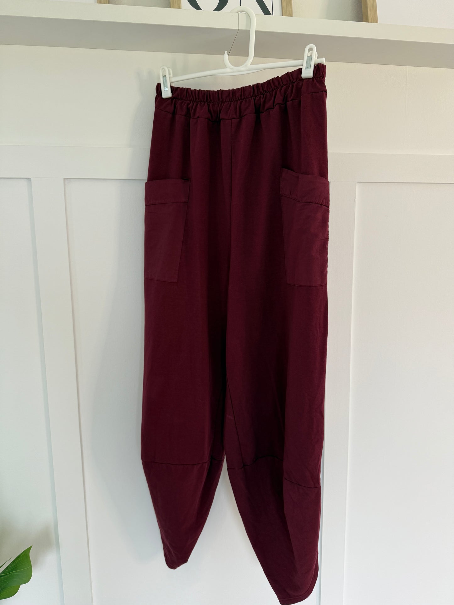 Burgundy Slim Barrel Cargo Joggers