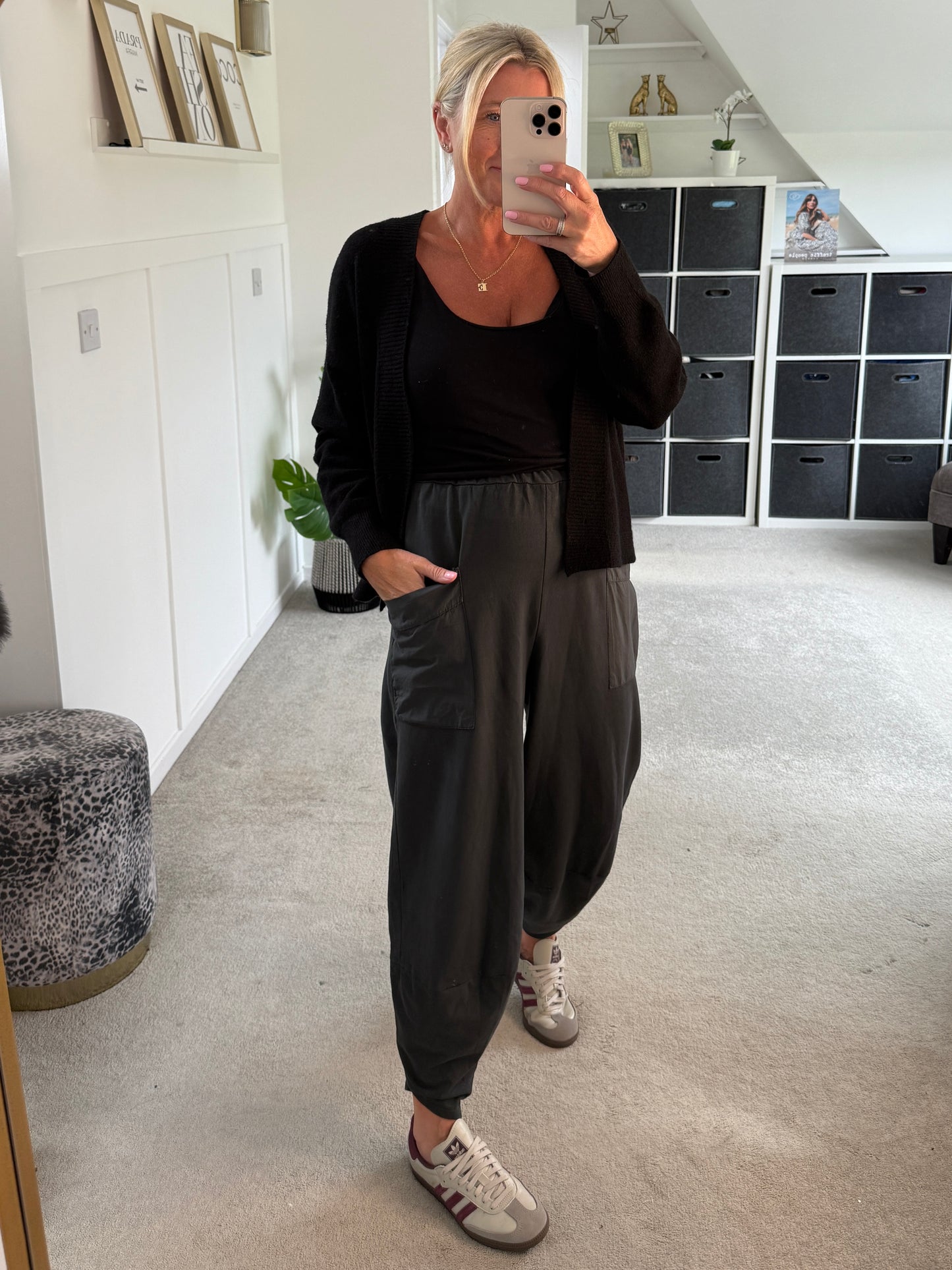 Charcoal Grey Slim Barrel Cargo Joggers