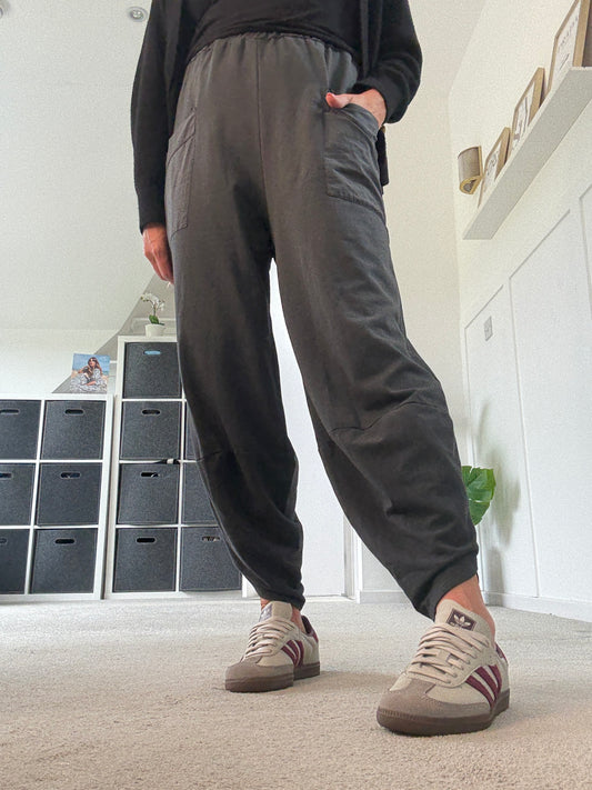 Charcoal Grey Slim Barrel Cargo Joggers