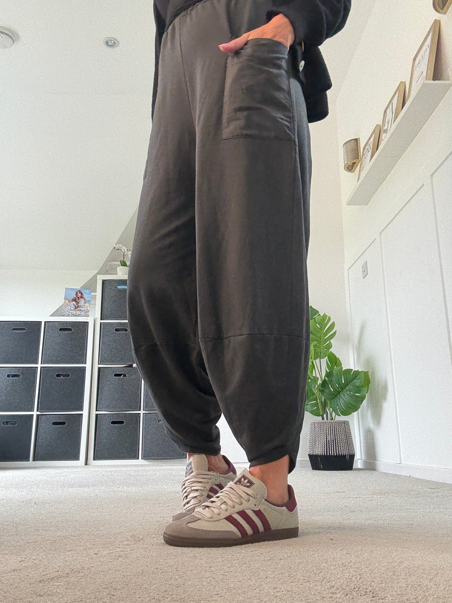Charcoal Grey Slim Barrel Cargo Joggers
