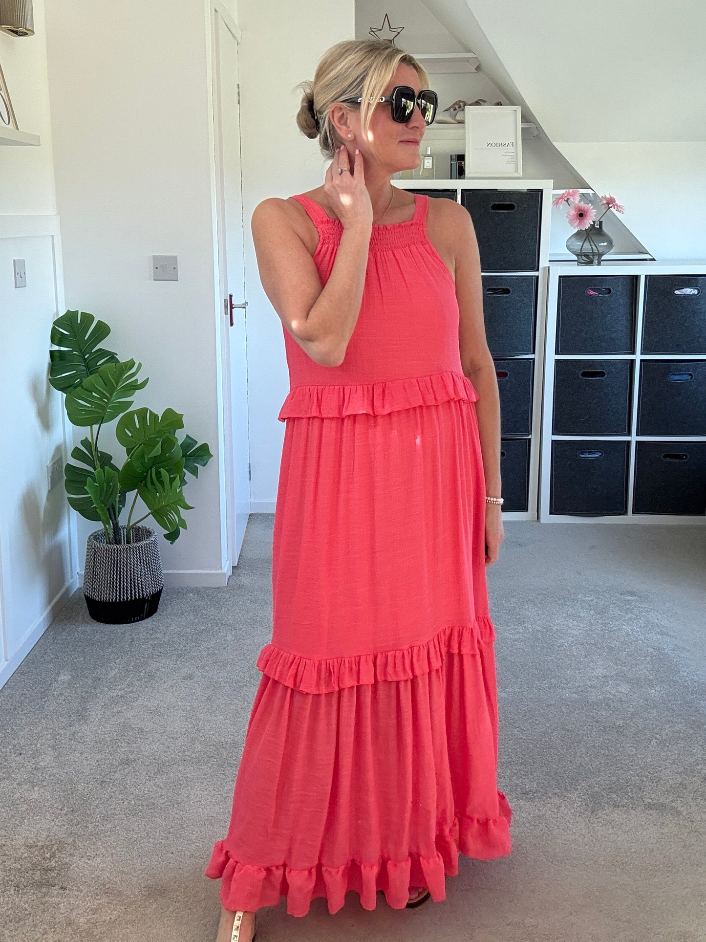 Coral Chloe Boho Maxi Dress