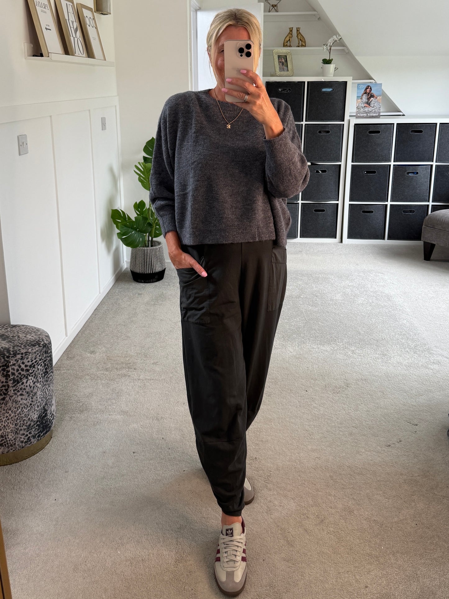 Charcoal Grey Slim Barrel Cargo Joggers