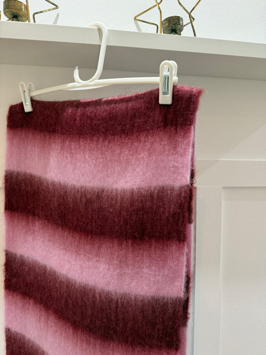 Pink/Burgundy Cosy Striped Winter Scarf